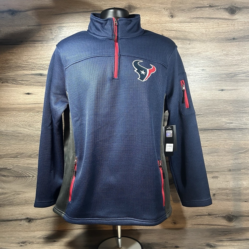 NEW Houston Texans NFL Apparel Fleece Lined Jacket 1/4 Zip Medium $90 Retail